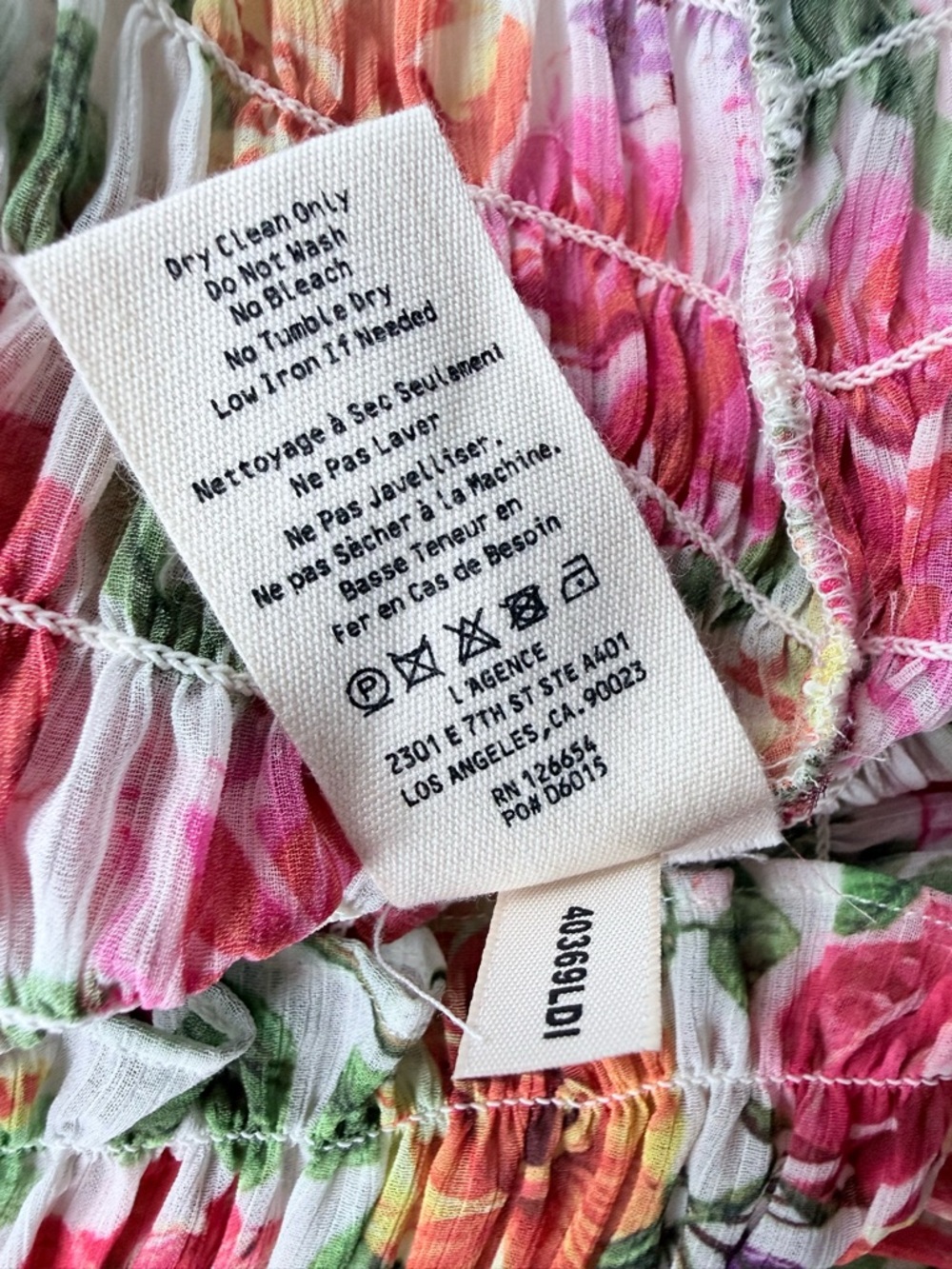 L’Agence Bexley Off Shoulder Smocked Top in White Multi Garden Floral S $260 - Picture 14 of 15